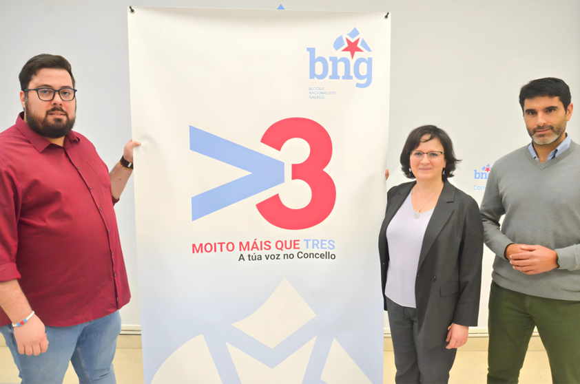 Xabier P. Igrexas, Ana Martínez e Filipe Abalde presentan a campaña do BNG de Vigo 'Moito máis que tres'