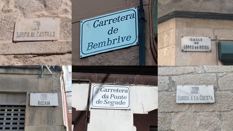 Rúas de Vigo coa sinalización deturpada