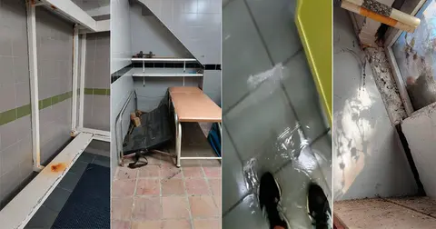 Estado insalubre dos vestiarios das pistas de atletismo de Bala&iacute;dos