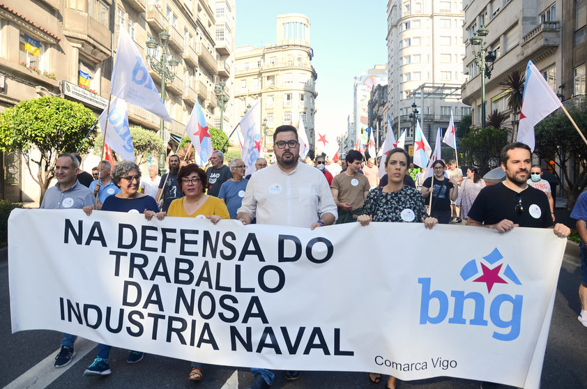 Delegación comarcal do BNG de Vigo na manifestación da CIG en defensa do naval