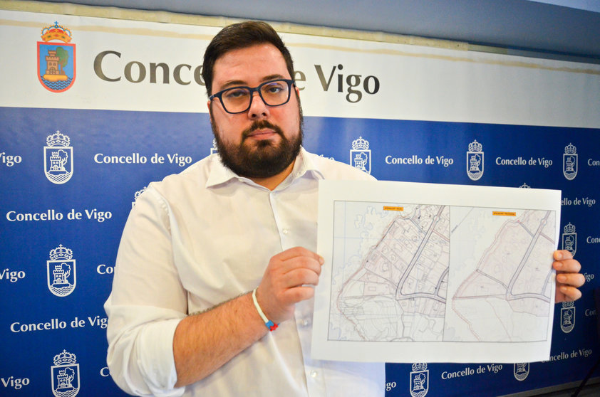 Xabier P. Igrexas, portavoz municipal BNG Vigo, co cambio de planos do pelotazo en Cabo Estai