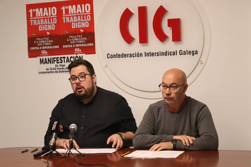 Xabier P. Igrexas (BNG) e Alberto Gonçalves (CIG) en rolda de prensa
