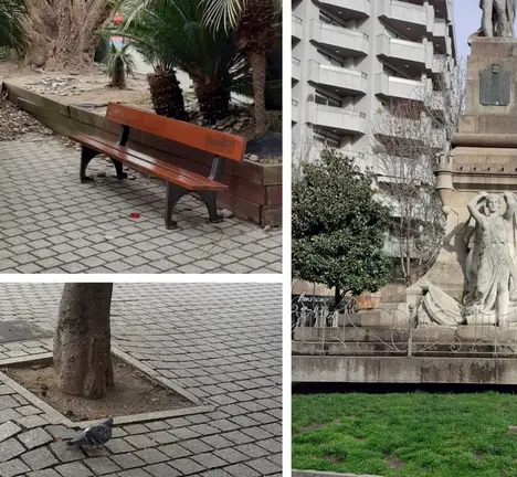 Imaxes actuais da falla de mantemento da praza da Independencia