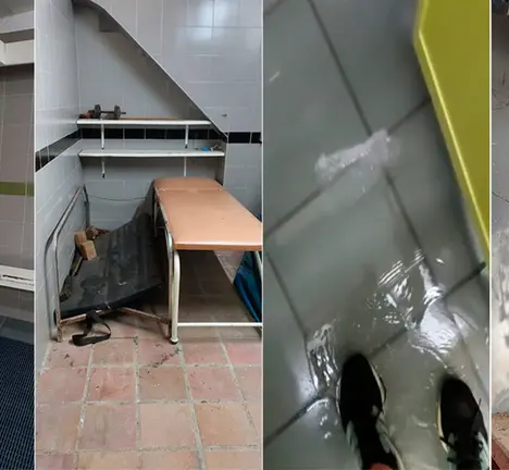 Estado insalubre dos vestiarios das pistas de atletismo de Bala&iacute;dos