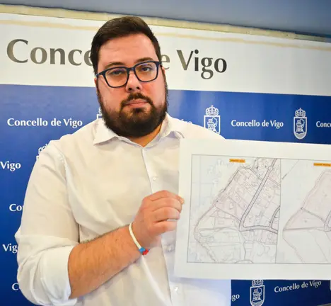 Xabier P. Igrexas, portavoz municipal BNG Vigo, co cambio de planos do pelotazo en Cabo Estai