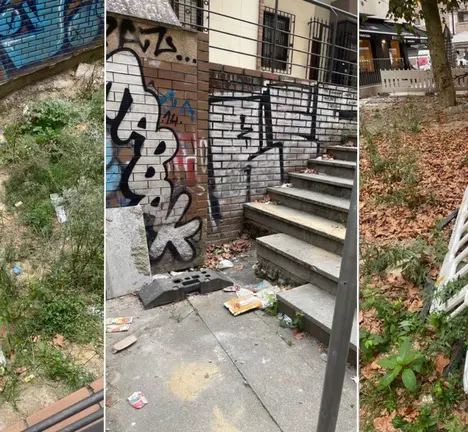 Estado de abandono na Praza do Balado