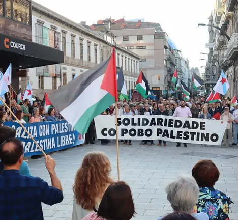 Mobilizaci&oacute;n en solidariedade coa Palestina o pasado 8 de setembro en Vigo