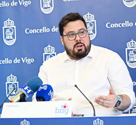 Xabier P. Igrexas, portavoz municipal BNG Vigo, en rolda de prensa