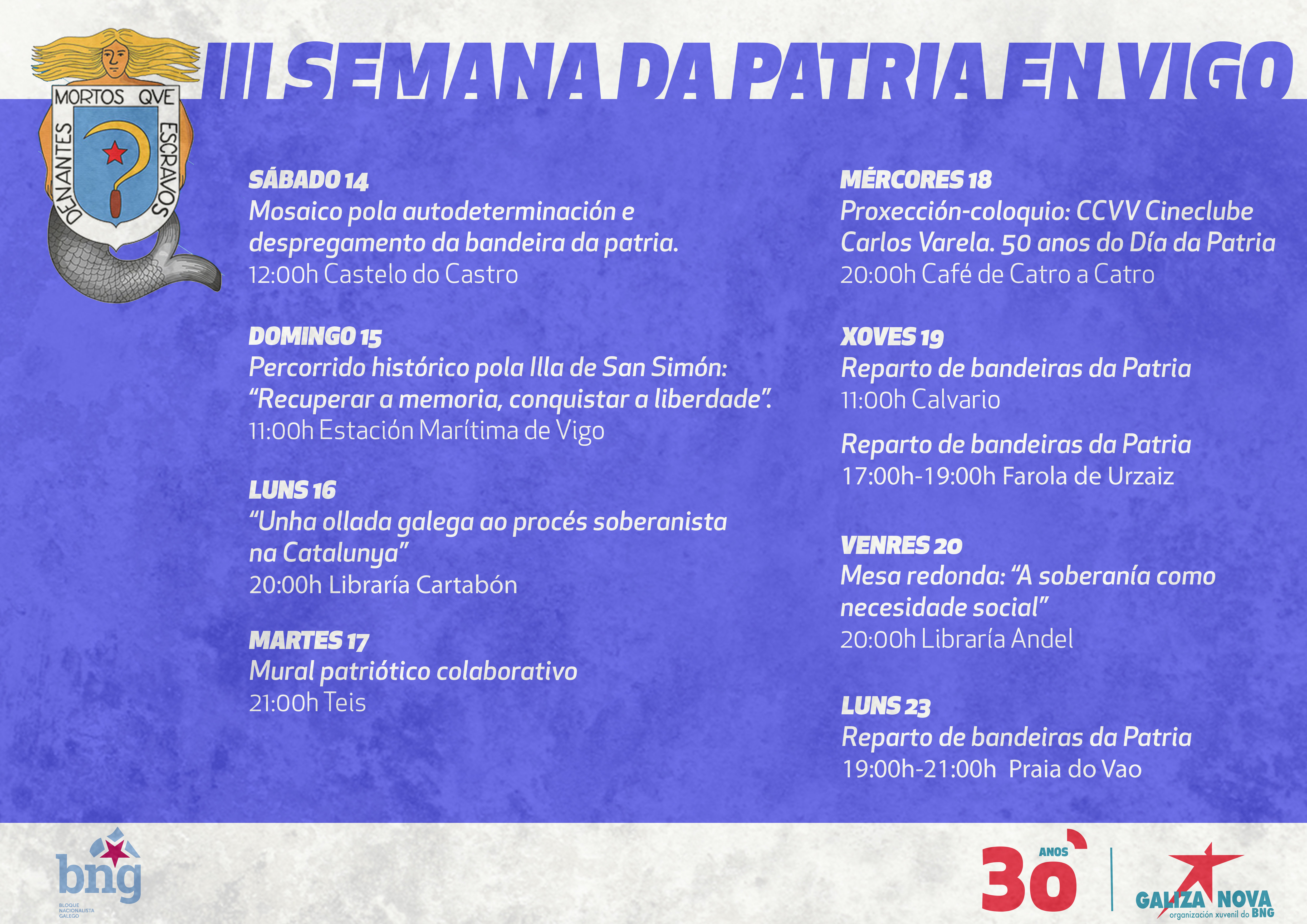 Programa III Semana da Patria Galega en Vigo